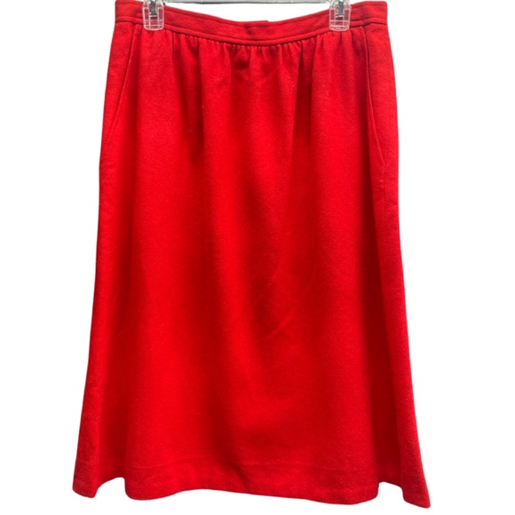 Vintage Evan Picone Red 100% Wool Classic A-Line Pocket Skirt Sz 16